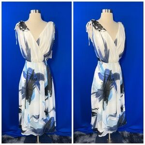 👗NWT🤩 |•TAYLOR•| Light Airy V-neck Abstract Brush Stroke Summer Wrap Dress 8